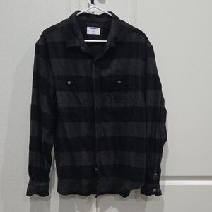 Mens Oldnavy Black and Gray Plaid Shirt